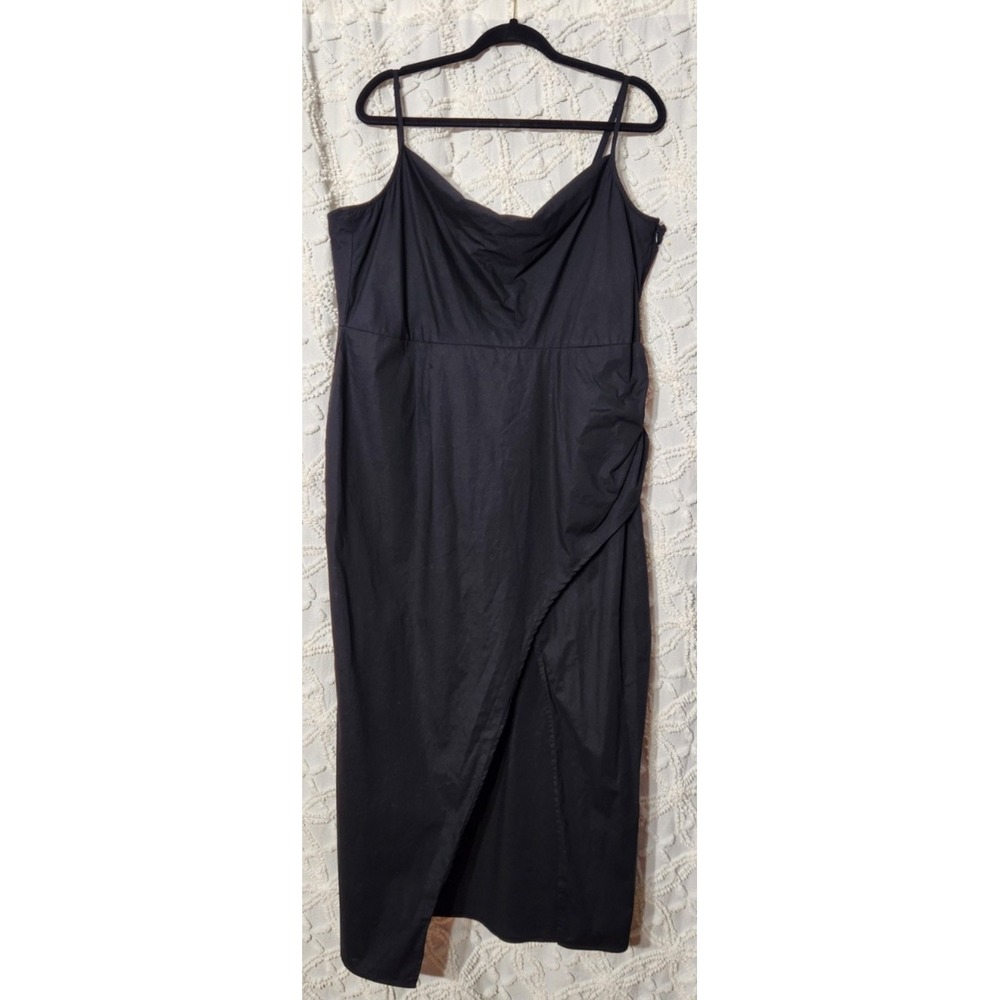 Asos Womens Midi Dress Size 16 Black Dark Romantic‎ Whimsigoth Cowl Neck Sexy